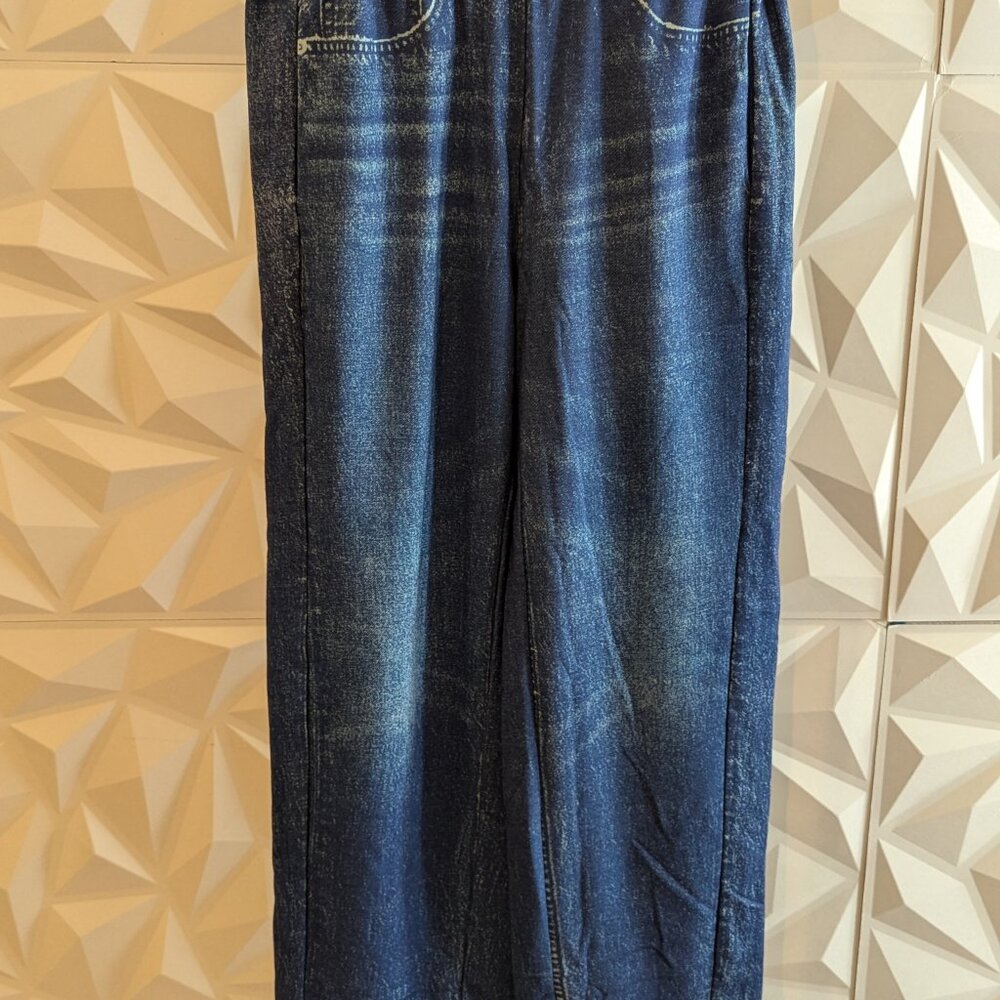 SMART TEX Jeaneez French Terry Jogger Jeans Pants Elastic Waist